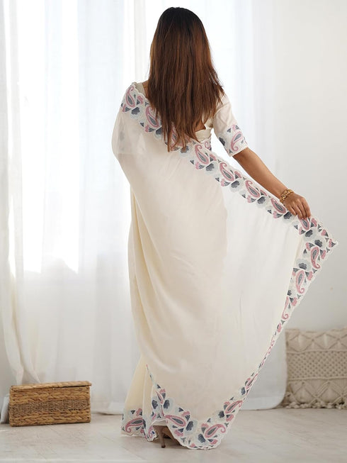 Vasthrlay Embroidery Dusty Saree