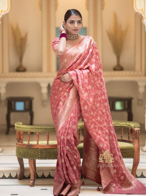 Vasthrlay Banarasi Kanjivaram Wedding Pari 165 Saree With Blouse Piece