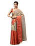 Vasthrlay Red Heavy Zari Woven Silk Ethnic Saree With Unstitched Blouse
