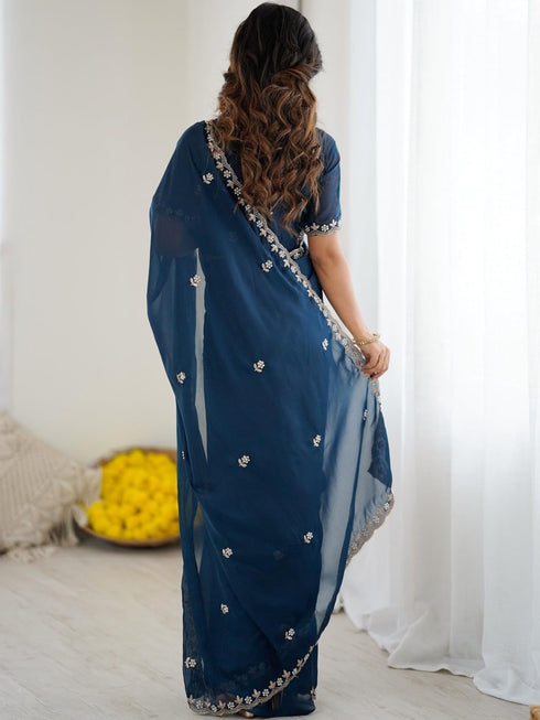 Vasthrlay Wine Georgette Saree