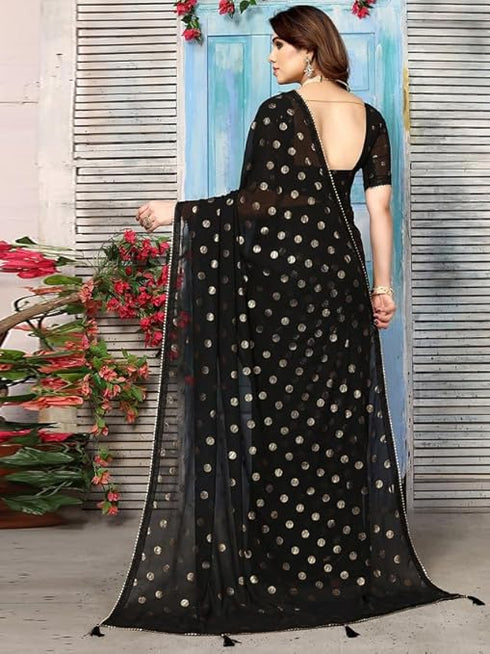 Vasthrlay Georgette Printed Unstitched Maroon Saree