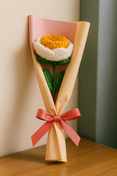 Clapjoy Handmade Crochet Rose Flower – Wool Artificial Flower Gift