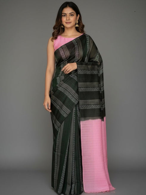 Vasthrlay Black Bhagalpuri Saree