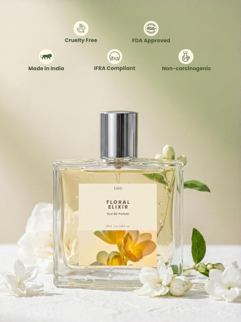 Em5 Floral Elixir Perfume White Floral Powdery Fragrance Long Lasting Scent Premium Gift for