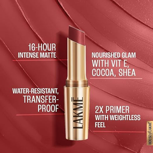 Lakme 9TO5 Primer + Matte Lip Color MP8 Rosy Sunday