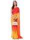 Vasthrlay Women'S Red Yellow Chevron Printed Linen Saree