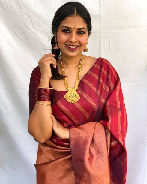 Vasthrlay Maroon Kanjivaram Saree