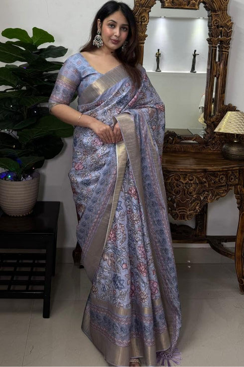 Vasthrlay Cotton Unstitched Lavender Ethnic Wear