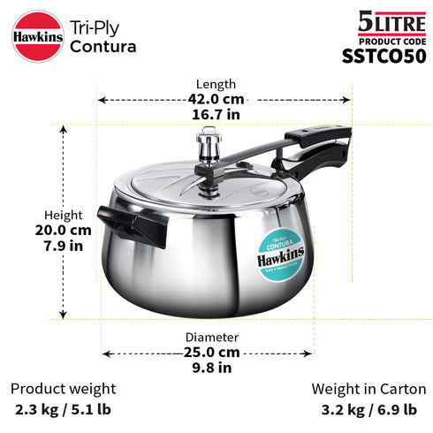 Hawkins 5 Litre Triply Contura Pressure Cooker