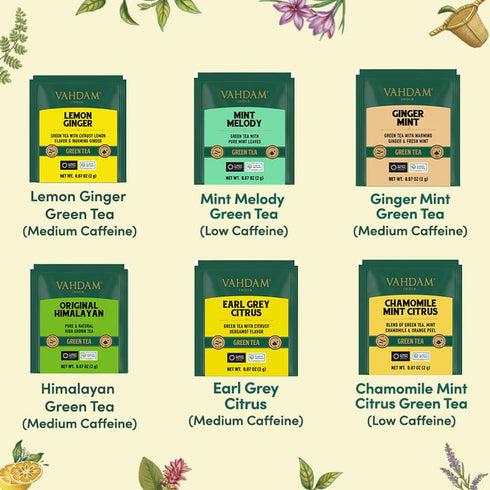 Vahdam Tea Green Tea Assortment Gift Set | 6 Variants