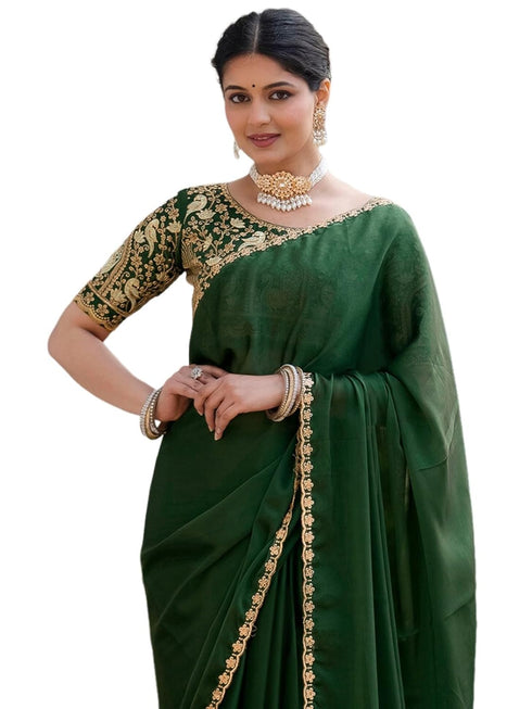 Vasthrlay Sequins Embroidery Black Saree