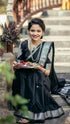 Vasthrlay Silver Banarasi Unstitched Saree