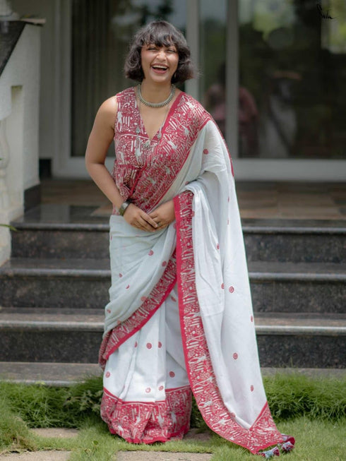 Vasthrlay Printed Contrast Combination Kalamkari