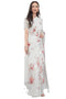 Vasthrlay Off White Floral Semi Sheer Chanderi Saree With Champagne Gold Zari Pallu And Unstitched Blouse Piece