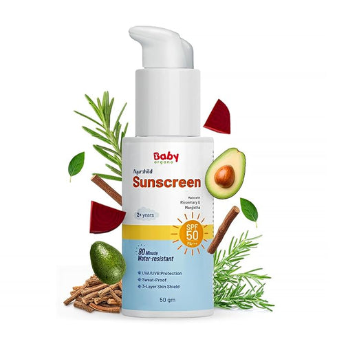 BabyOrgano Sunscreen for Kids Broad Spectrum UVA/UVB Protection