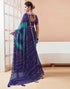 Vasthrlay Bandhani Printed Chiffon Dark Blue Saree With Unstitched Blouse Piece