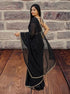 Vasthrlay Dailywear Black Georgette Stone Work Saree with Border | All-Over Stone Embellishments