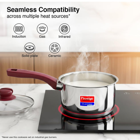 Prestige Platina Popular Stainless Steel Pan with Glass Lid