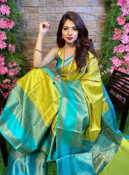 Vasthrlay Traditional Kanjivaram Blouse Turquoise