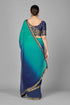 Vasthrlay Two Tone Georgette Turquoise Embroidered