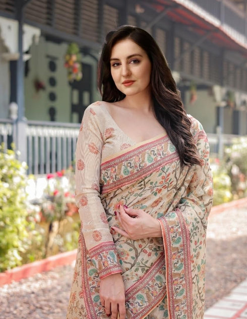 Vasthrlay Kalamkari Designer Unstitched Attached