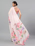 Vasthrlay Pastel Pink Sheer Floral Printed Art Chiffon Saree With Unstitched Blouse