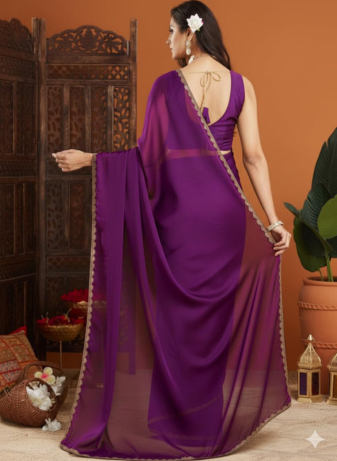 Vasthrlay Purple Decorative Unstitched Saree