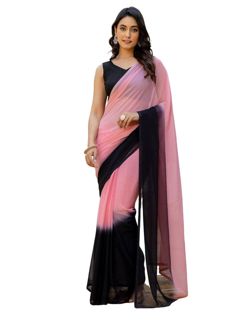 Vasthrlay Womens Georgette Unstitched Yellow Saree