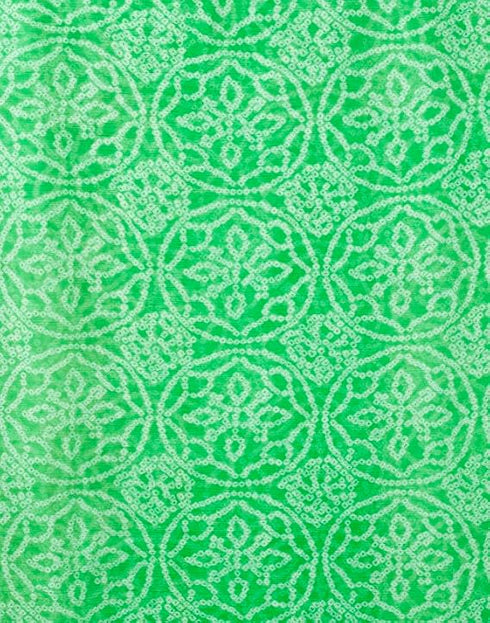 Vasthrlay Chiffon Bandhani Green Saree With Unstitched Blouse Piece