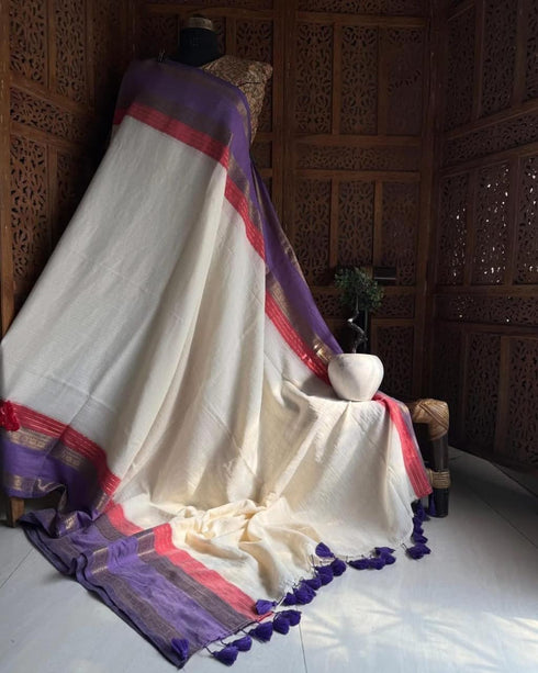 Vasthrlay Cotton Unstitched Saree