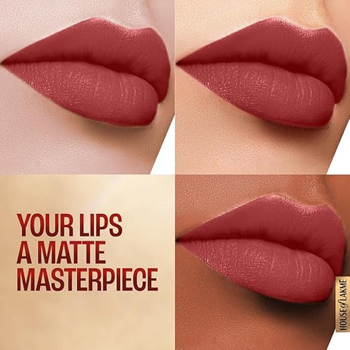 Lakme 9TO5 Primer + Matte Lip Color MR4 Roseatte Red Roseatte Red