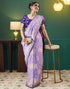 Vasthrlay Banarasi Jacquard Unstitched White Saree