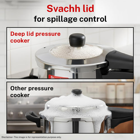 Prestige 3 Litre Stainless Steel Deluxe Alpha Svachh Outer Lid Pressure Cooker