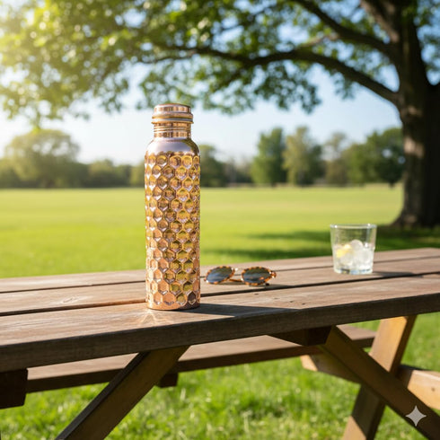 Copper Daimond Hammered Water Bottle 1Litre