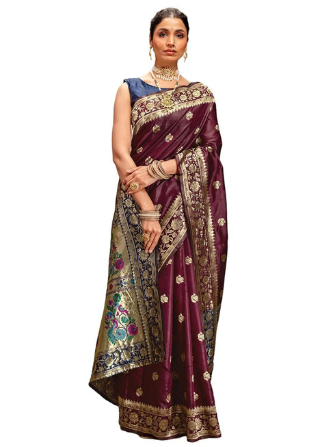 Vasthrlay Weaving Paithani Black Saree
