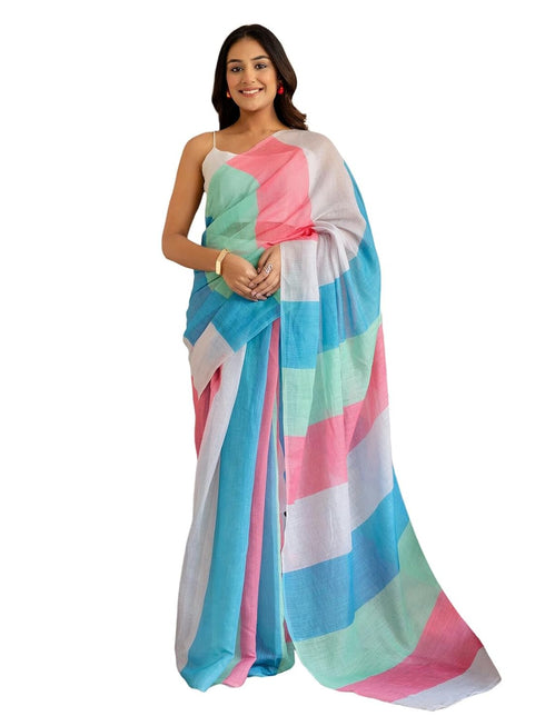 Vasthrlay Printed White Saree