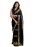 Vasthrlay Georgette Printed Unstitched Dark Green Saree