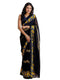 Vasthrlay Georgette Printed Black | Golden Saree With Unstitched Blouse Piece
