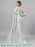 Vasthrlay Blue Sheer Spring Floral Printed Art Chiffon Saree With Unstitched Blouse