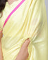 Vasthrlay Printed Kaftan Freehand Yellow Women's Floral Satin Silk Saree