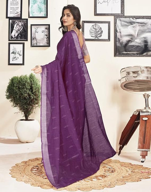 Vasthrlay Printed Pleated Unstitched White Saree