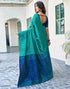 Vasthrlay Banarasi Jacquard Unstitched Teal Saree