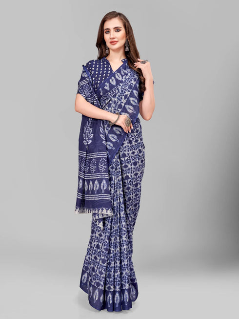 Vasthrlay Cotton Printed Mulmul Saree