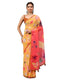 Vasthrlay Yellow Floral| Solid| Striped Design Georgette Saree With Unstitched Blouse Piece