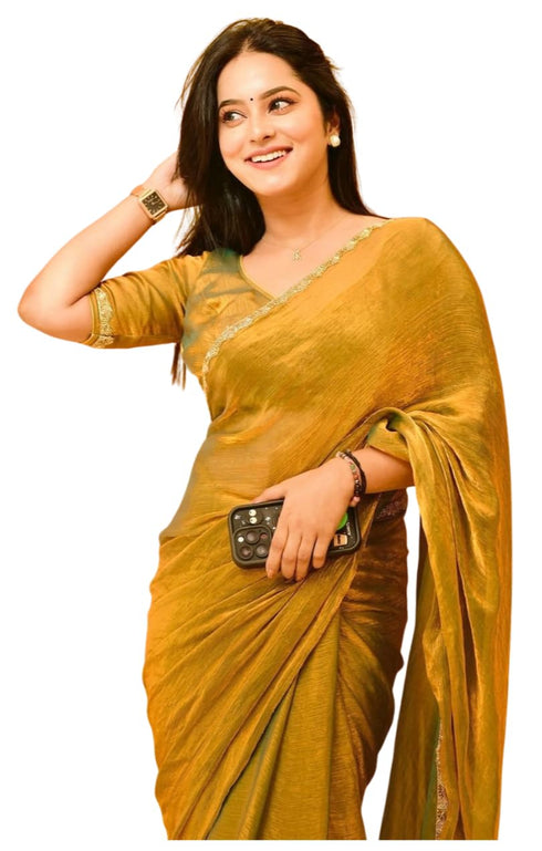 Vasthrlay Boarder Unstitched Chhaavan Mustard Free Ethnic Wear