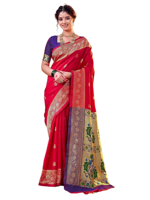 Vasthrlay Banarasi Weaving Navy Navy Blue Saree
