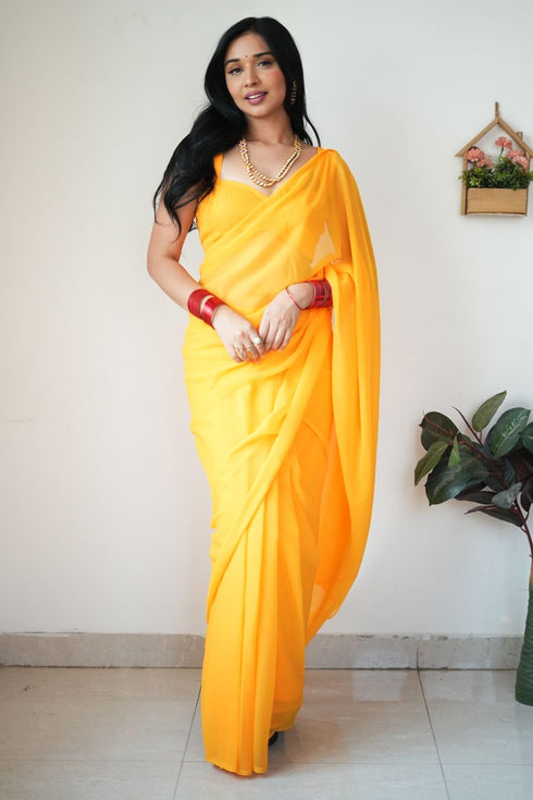 Vasthrlay Red Georgette Unstitched Saree