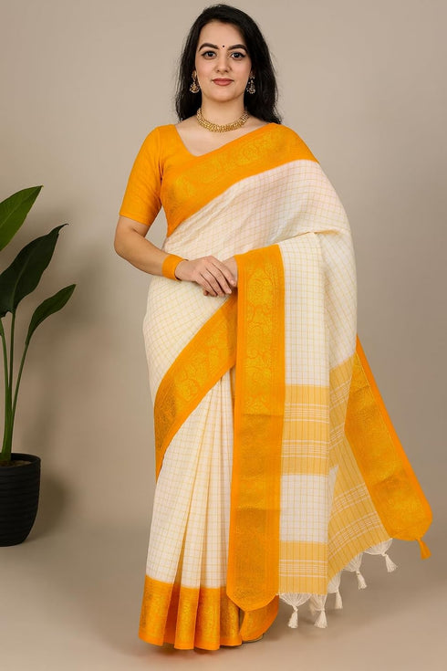 Vasthrlay Kanjivaram Saree Blouse Off White