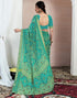Vasthrlay Chiffon Bandhani Unstitched Yellow Saree