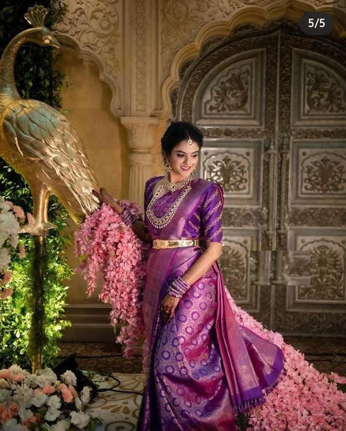 Vasthrlay Purple Kanjivaram Saree